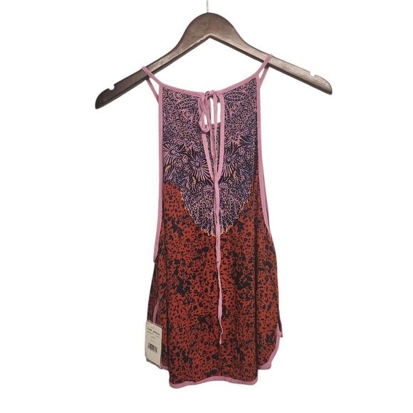 Free People Halter Tank Top Break Red Purple Boho NWT Large - Picture 5 of 7